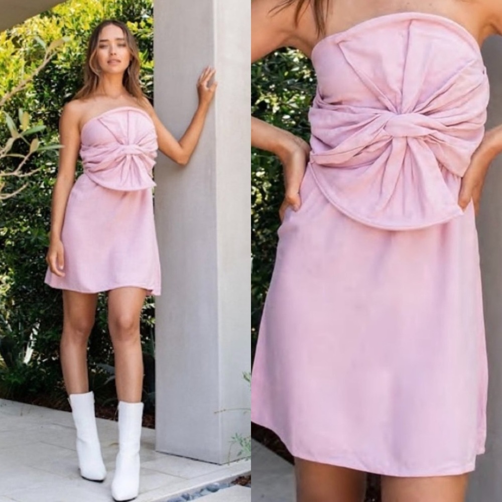 Nasty Gal Oversize Bow Linen Mini Dress